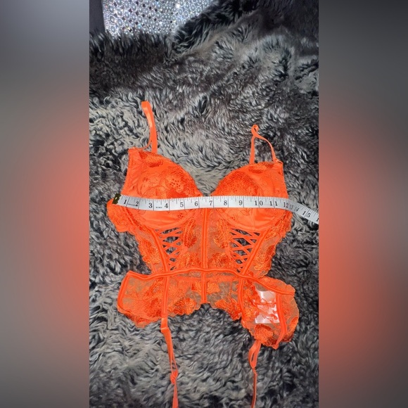 Orange Lace Infactuation Corset Lingerie Outcast Intimates, Small - Picture 9 of 12